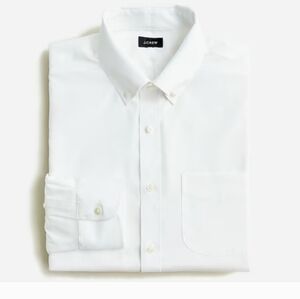 J. Crew Slim Bowery wrinkle free stretch cotton blend shirt BG664 XL White